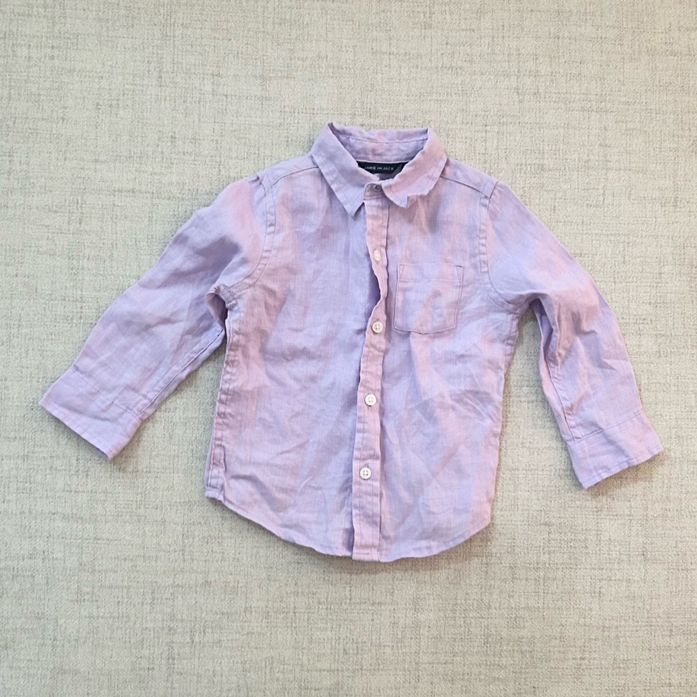 Janie and Jack Boys Linen Button Down Shirt Size 18-24 Months